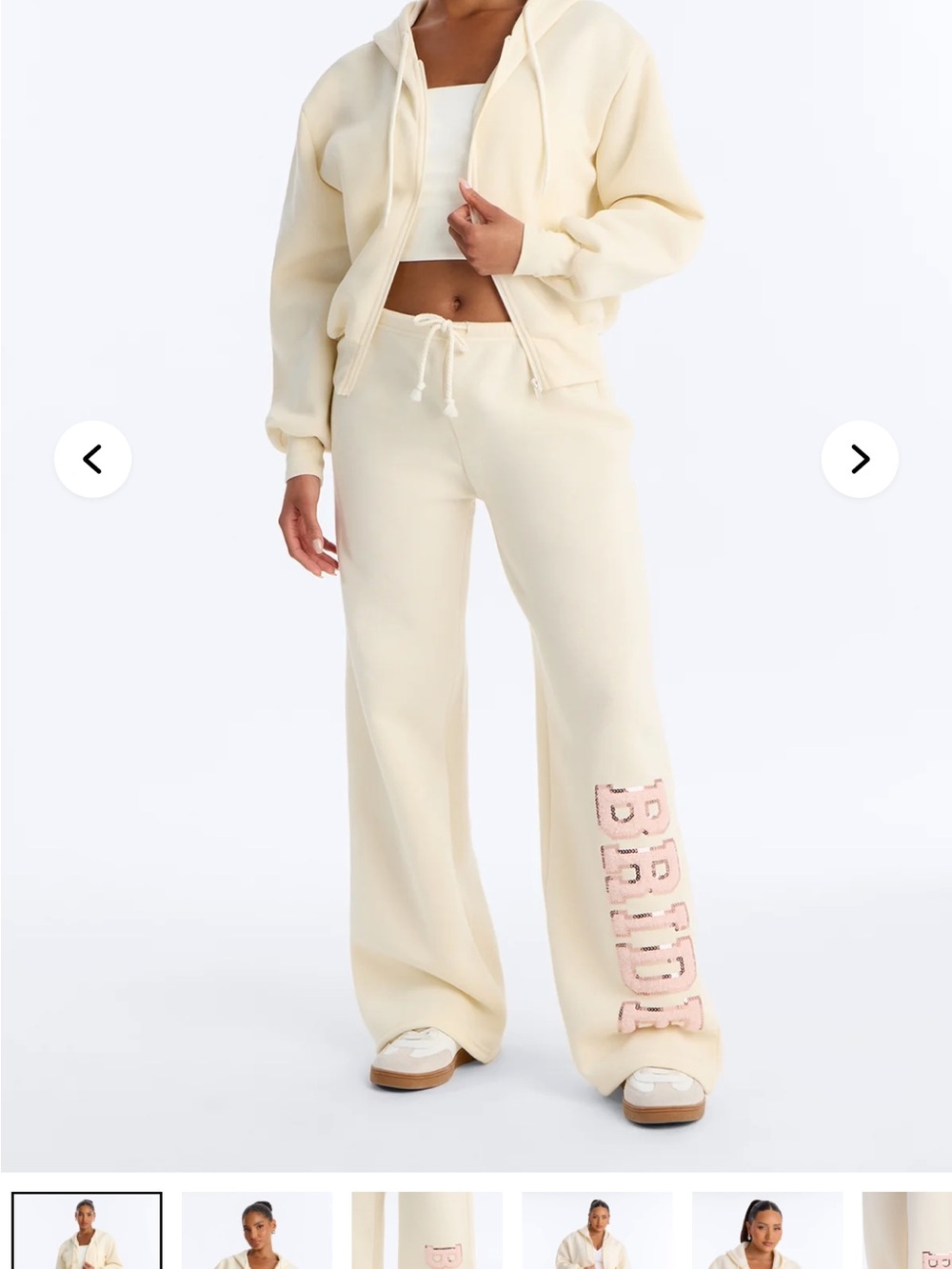 Fashion Nova Cream Bride Tracksuit